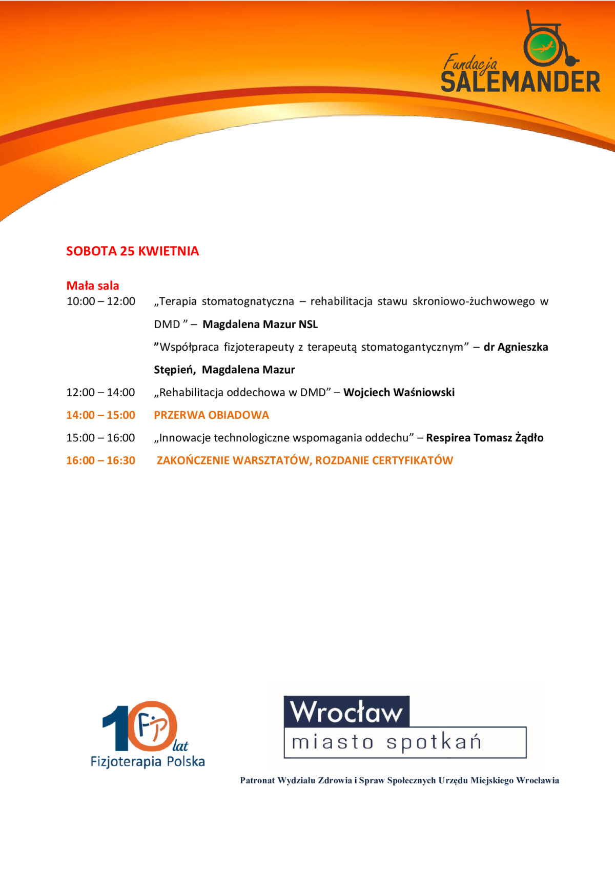 Warsztaty dla DMD 04/2020 Program dla fizjoterapeutów